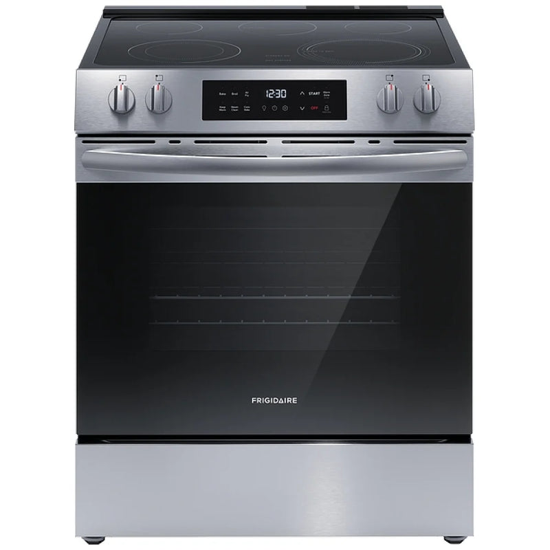 Frigidaire FCFE308CBS Electric Range, 5.3 cu. ft. Capacity, 30 inch Exterior Width, Convection, 5 Burners, Storage Drawer, Air Fry, Steam Clean, 3,500 W Highest Element, Stainless Steel colour, EvenTemp® Burner, Extra Wide Store-More™ Drawer