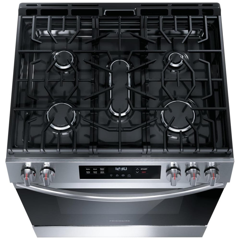 Frigidaire 30" Front Control Gas Ranges with Quick Boil FCFG3062AS
