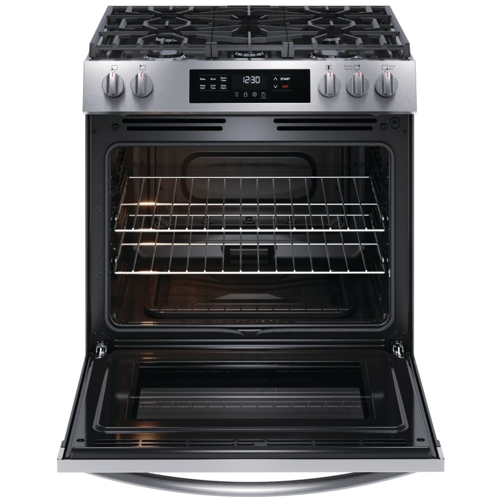 Frigidaire 30" Front Control Gas Ranges with Quick Boil FCFG3062AS