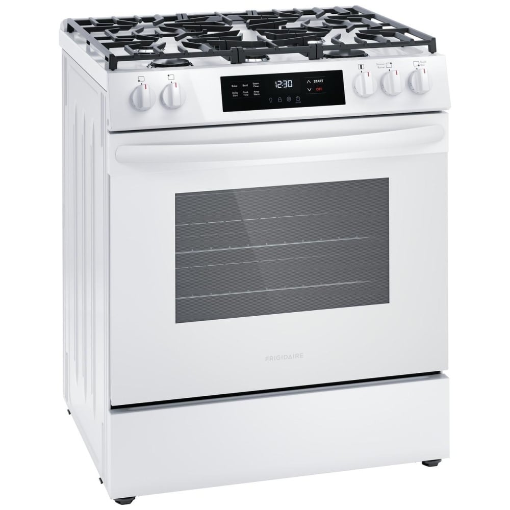 Frigidaire 30" Front Control Gas Ranges with Quick Boil FCFG3062AW