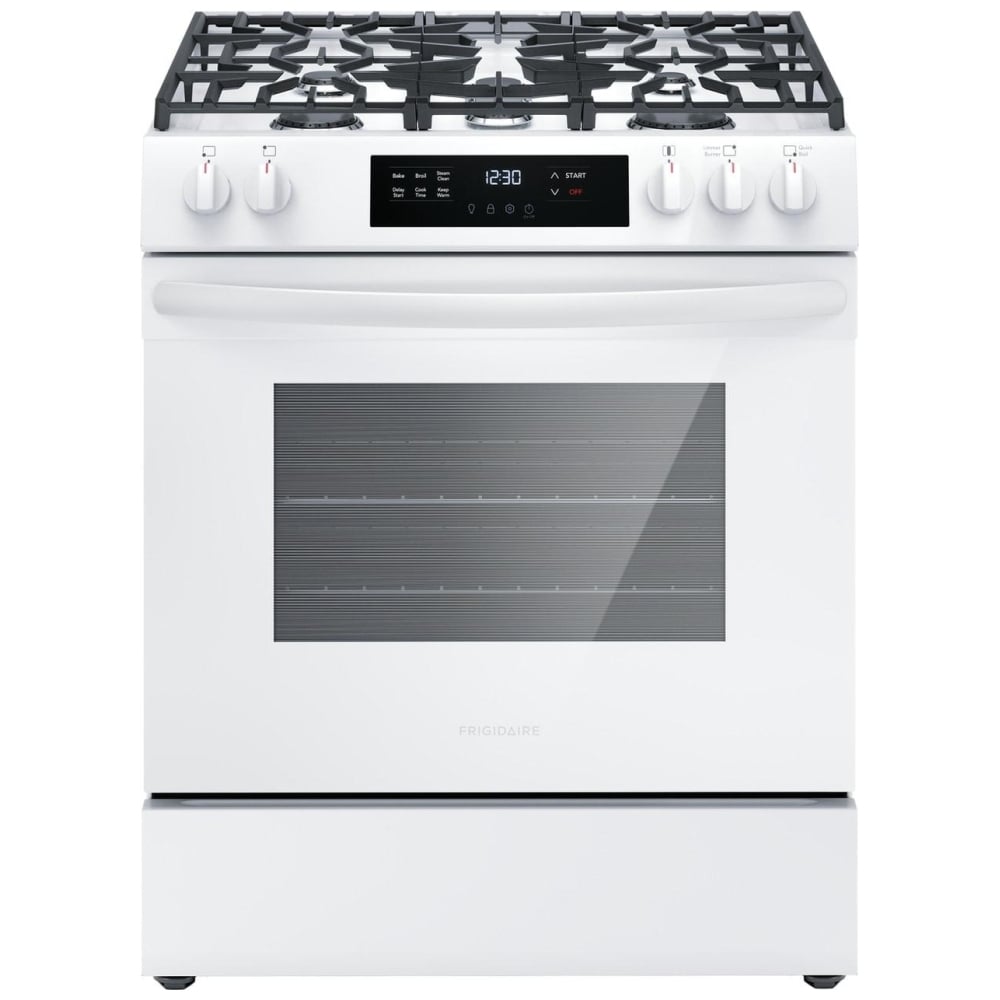 Frigidaire 30" Front Control Gas Ranges with Quick Boil FCFG3062AW