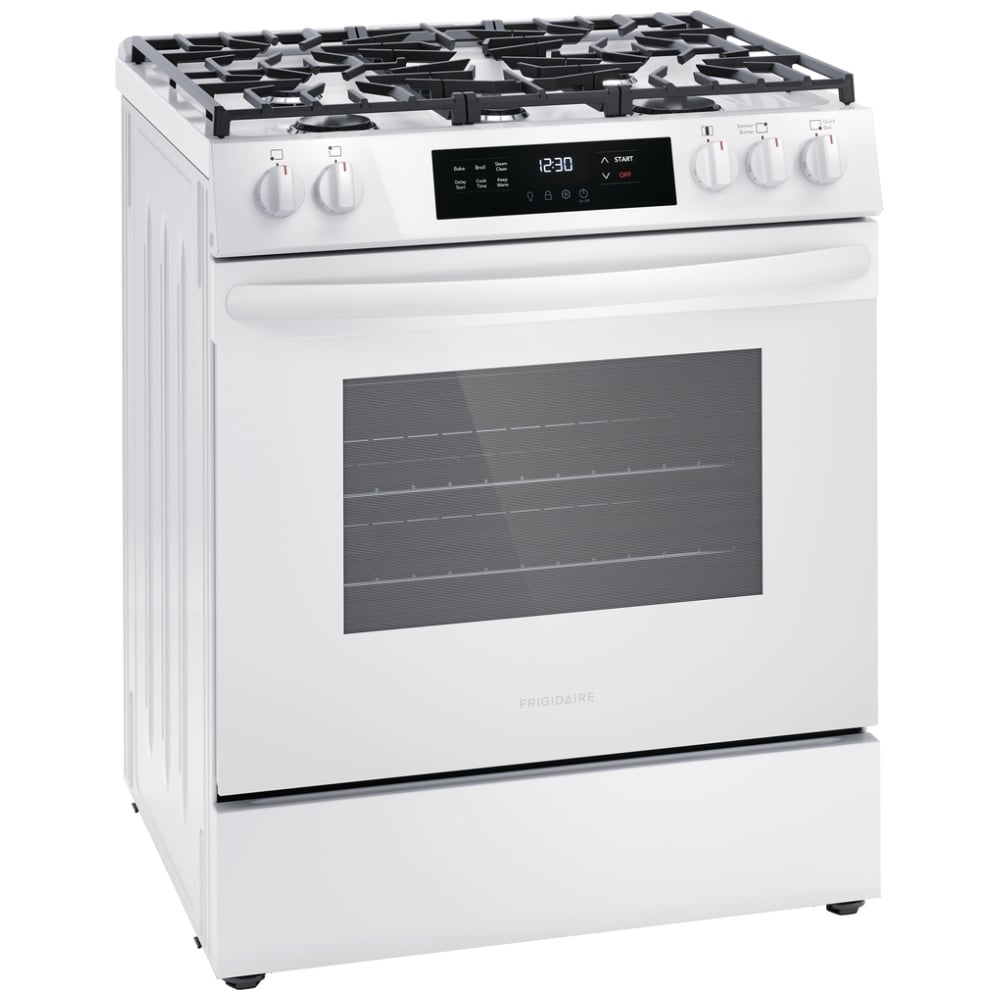 Frigidaire 30" Front Control Gas Ranges with Quick Boil FCFG3062AW