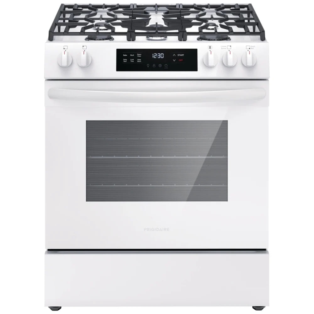 Frigidaire 30" Front Control Gas Ranges with Quick Boil FCFG3062AW