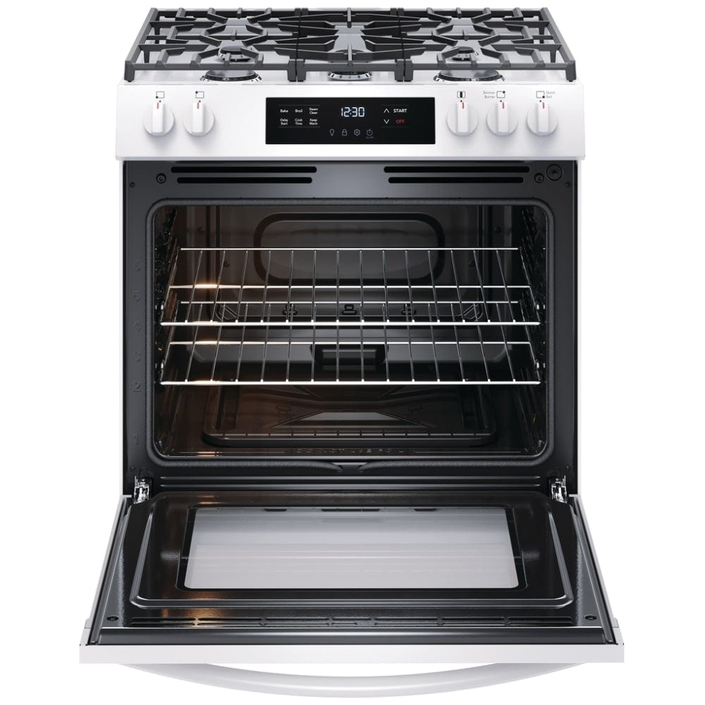 Frigidaire 30" Front Control Gas Ranges with Quick Boil FCFG3062AW
