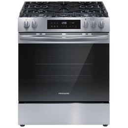 Frigidaire FCFG3082BS Gas Range, 5.1 cu. ft. Capacity, 30 inch Exterior Width, Steam Clean, Convection, 5 Burners, Storage Drawer, Air Fry, 18,000 BTU Highest Burner, Stainless Steel colour