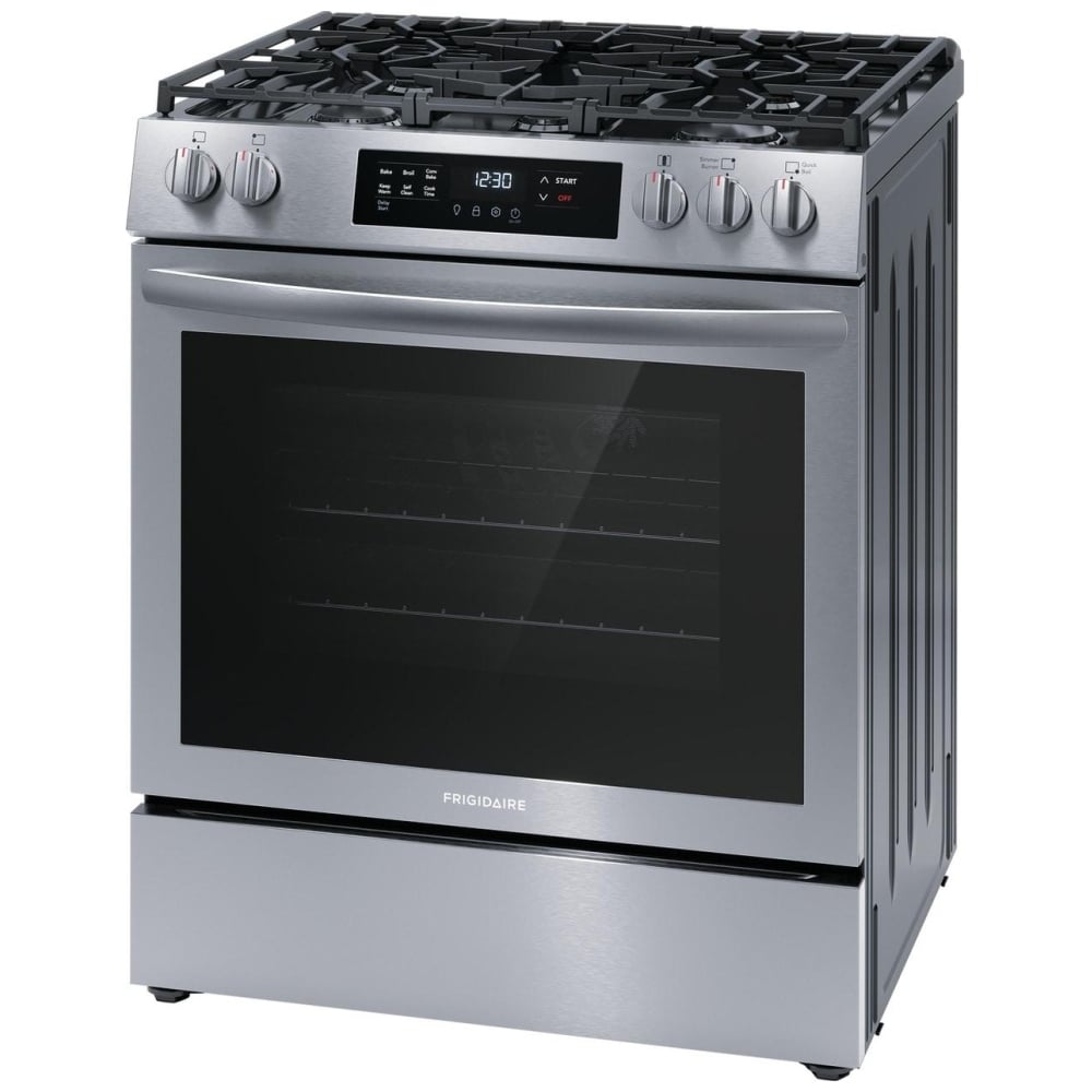Frigidaire 30" Front Control Gas Ranges with Convection Bake FCFG3083AS