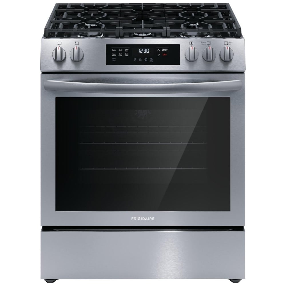 Frigidaire 30" Front Control Gas Ranges with Convection Bake FCFG3083AS