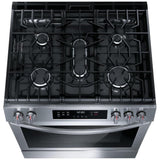 Frigidaire FCFG3083AS Gas Range, 5.1 cu. ft. Capacity, 30 inch Exterior Width, Self Clean, Convection, 5 Burners, Storage Drawer, 18,000 BTU Highest Burner, Stainless Steel colour