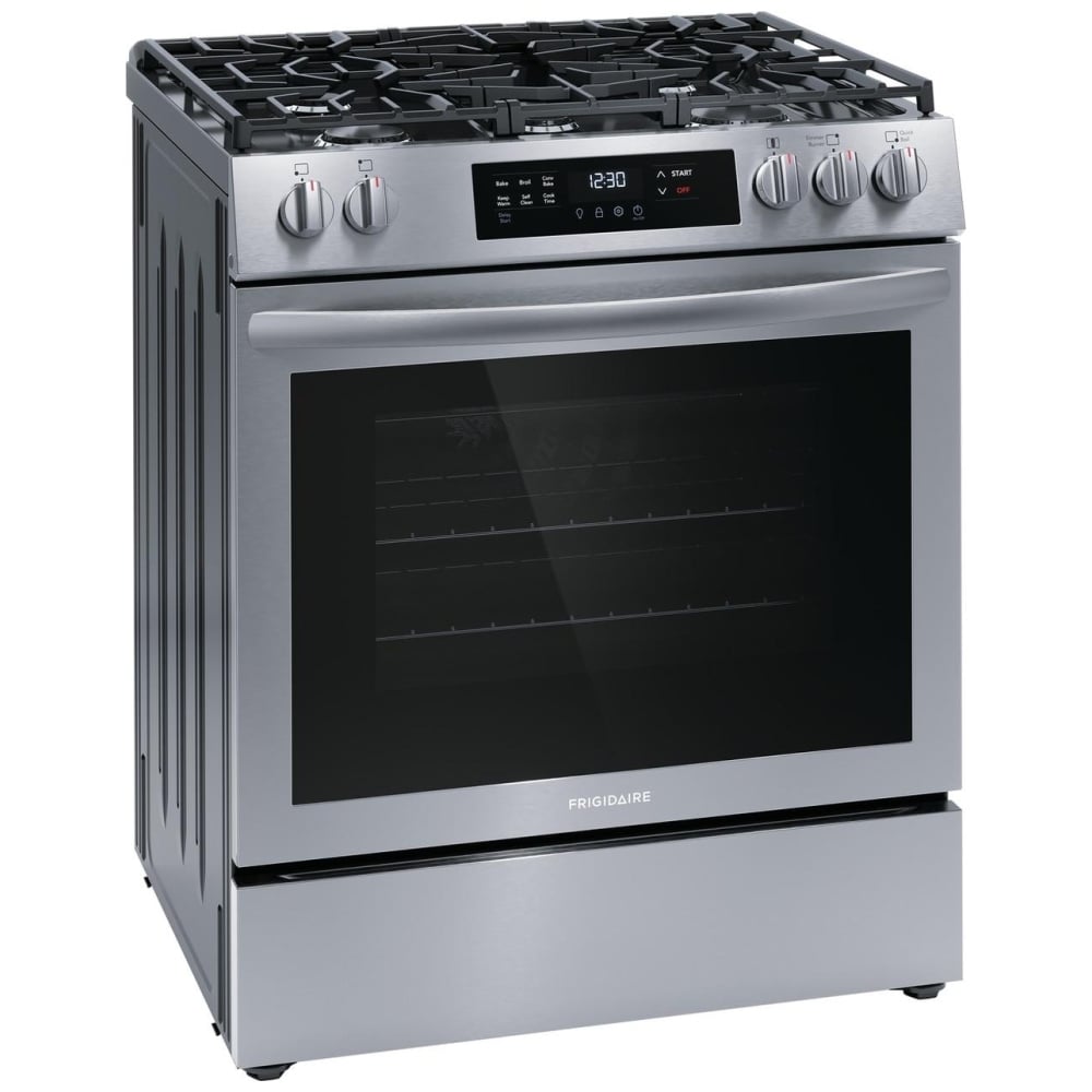 Frigidaire 30" Front Control Gas Ranges with Convection Bake FCFG3083AS