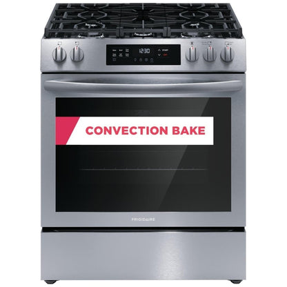Frigidaire 30" Front Control Gas Ranges with Convection Bake FCFG3083AS