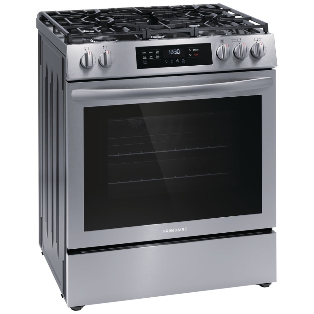 Frigidaire 30" Front Control Gas Ranges with Convection Bake FCFG3083AS
