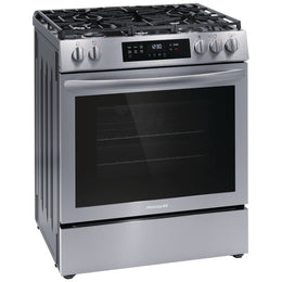 Frigidaire FCFG3083AS Gas Range, 5.1 cu. ft. Capacity, 30 inch Exterior Width, Self Clean, Convection, 5 Burners, Storage Drawer, 18,000 BTU Highest Burner, Stainless Steel colour