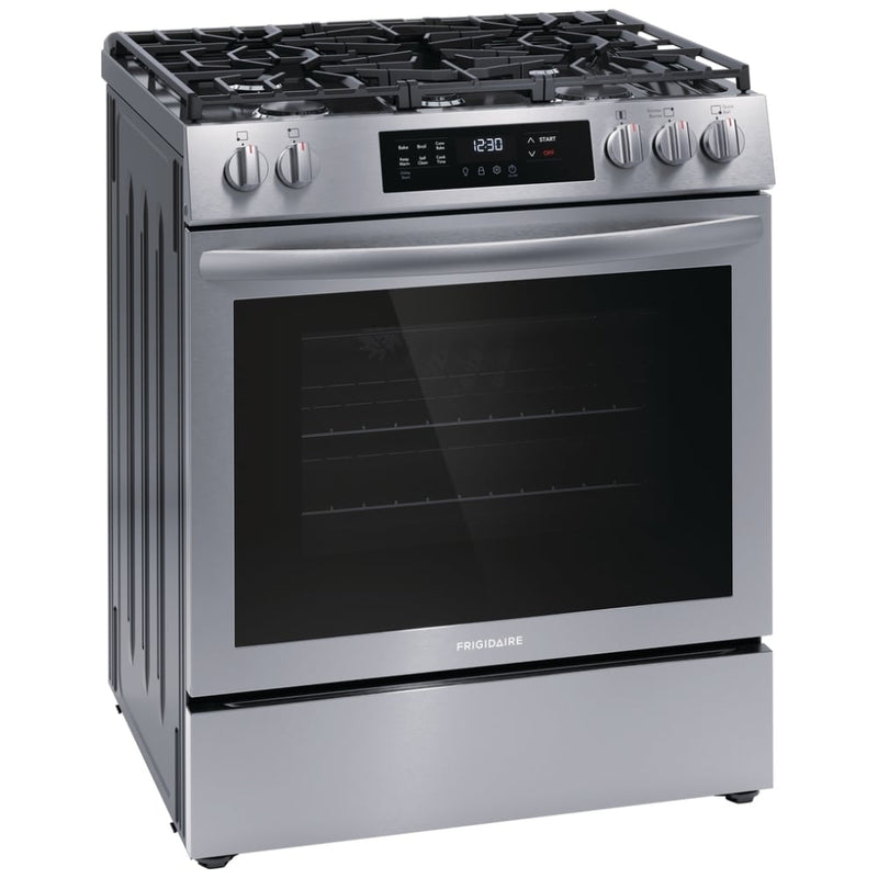 Frigidaire FCFG3083AS Gas Range, 5.1 cu. ft. Capacity, 30 inch Exterior Width, Self Clean, Convection, 5 Burners, Storage Drawer, 18,000 BTU Highest Burner, Stainless Steel colour