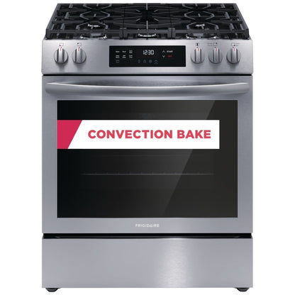 Frigidaire 30" Front Control Gas Ranges with Convection Bake FCFG3083AS