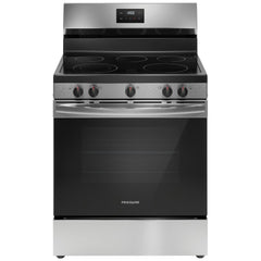 Frigidaire FCRE305CBS Electric Range, 5.3 cu. ft. Capacity, 30 inch Exterior Width, 5 Burners, Storage Drawer, Manual Clean, 3,000 W Highest Element, Stainless Steel colour