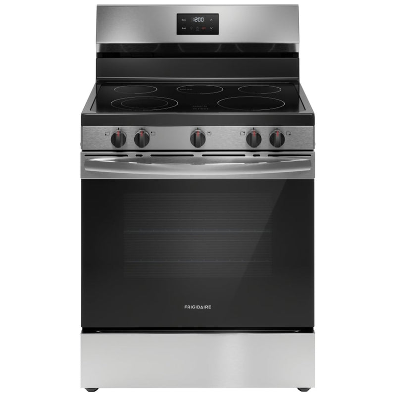 Frigidaire FCRE305CBS Electric Range, 5.3 cu. ft. Capacity, 30 inch Exterior Width, 5 Burners, Storage Drawer, Manual Clean, 3,000 W Highest Element, Stainless Steel colour