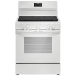 Frigidaire FCRE305CBW Electric Range, 5.3 cu. ft. Capacity, 30 inch Exterior Width, 5 Burners, Storage Drawer, Manual Clean, 3,000 W Highest Element, White colour