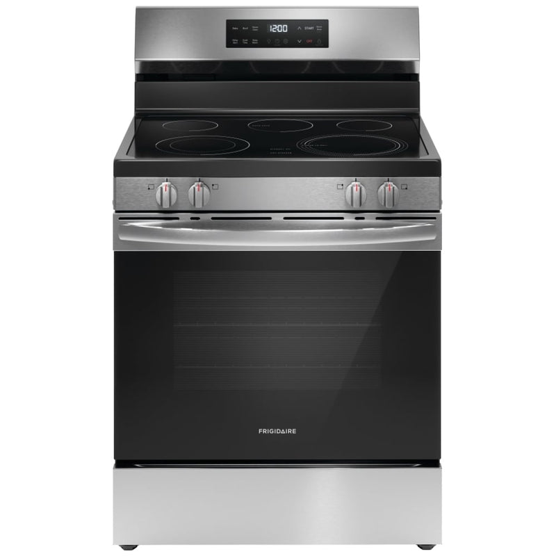 Frigidaire FCRE306CAS Electric Range, 5.3 cu. ft. Capacity, 30 inch Exterior Width, 5 Burners, Storage Drawer, Steam Clean, 3,200 W Highest Element, Stainless Steel colour