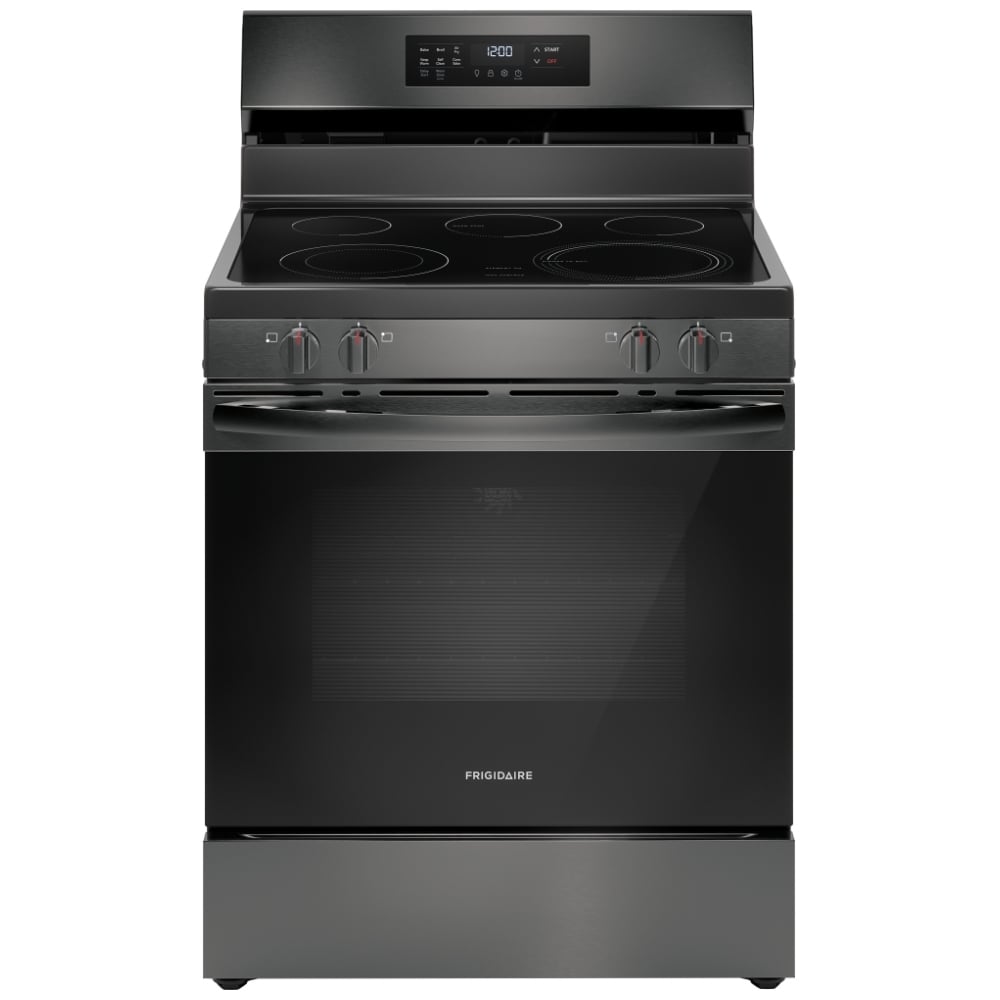 Frigidaire FCRE308CAD Electric Range, 5.3 cu. ft. Capacity, 30 inch Exterior Width, Convection, 5 Burners, Storage Drawer, Self Clean, 3,200 W Highest Element, Black Stainless Steel colour
