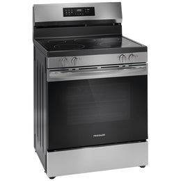 Frigidaire FCRE308CAS Electric Range, 5.3 cu. ft. Capacity, 30 inch Exterior Width, Convection, 5 Burners, Storage Drawer, Yes, Self Clean, 3,200 W Highest Element, Stainless Steel colour