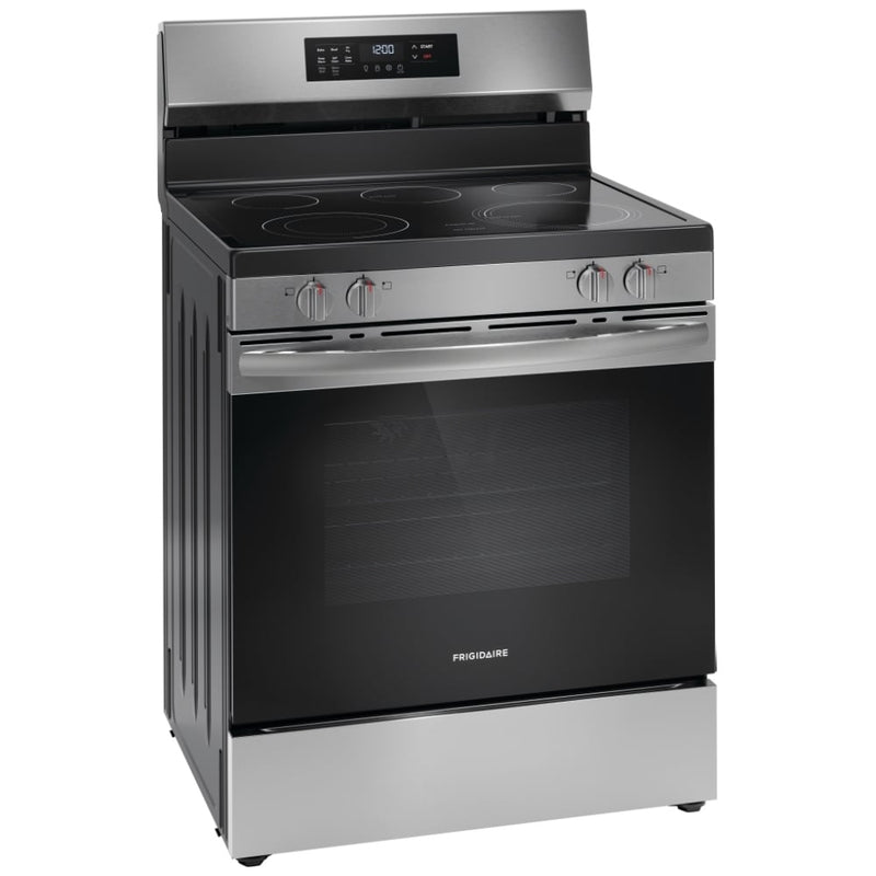 Frigidaire FCRE308CAS Electric Range, 5.3 cu. ft. Capacity, 30 inch Exterior Width, Convection, 5 Burners, Storage Drawer, Yes, Self Clean, 3,200 W Highest Element, Stainless Steel colour