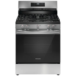 Frigidaire FCRG3062AS Gas Range, 5.1 cu. ft. Capacity, 30 inch Exterior Width, Manual Clean, 5 Burners, Storage Drawer, 18,000 BTU Highest Burner, Stainless Steel colour