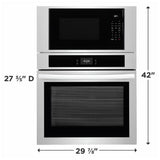 Frigidaire FCWM3027AS Microwave Wall Oven Combo, 30 inch Exterior Width, Convection, Self Clean, 5.3 cu. ft. Capacity, Air Fry, Stainless Steel colour