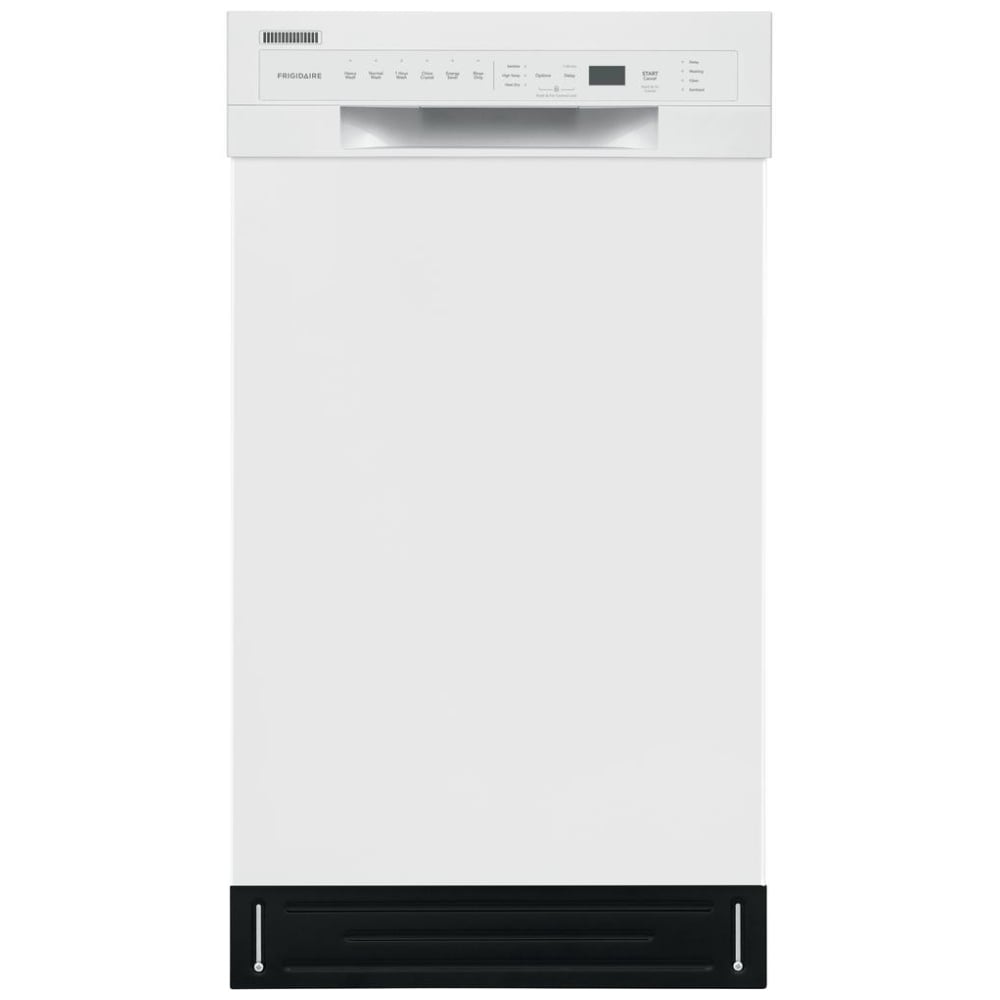 Frigidaire FFBD1831UW Dishwasher, 18 inch Exterior Width, 52 dB Decibel Level, Full Console, Stainless Interior, 6 Wash Cycles, 8 Capacity (Place Settings), 2 Loading Racks, White colour