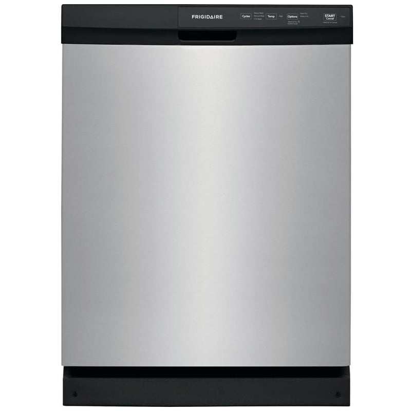 Frigidaire FFCD2413US Dishwasher, 24 inch Exterior Width, 55 dB Decibel Level, Full Console, Plastic Interior, 3 Wash Cycles, 14 Capacity (Place Settings), Hard Food Disposal, 2 Loading Racks, Stainless Steel colour