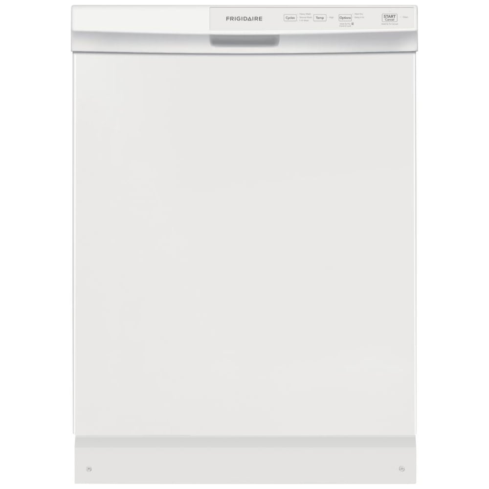 Frigidaire FFCD2413UW Dishwasher, 24 inch Exterior Width, 55 dB Decibel Level, Full Console, Plastic Interior, 3 Wash Cycles, 14 Capacity (Place Settings), Hard Food Disposal, 2 Loading Racks, White colour
