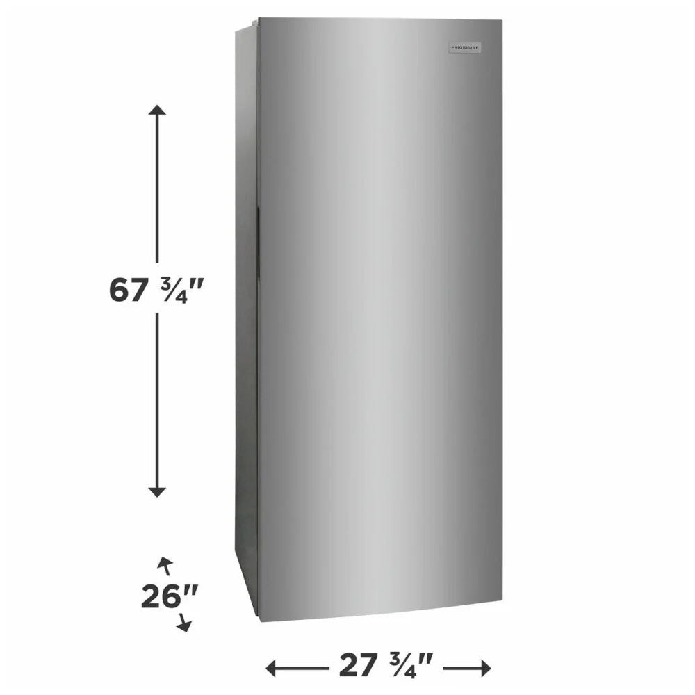 Frigidaire FFUE1326AV Upright Freezer, 28 inch Width, 13 cu. ft. Capacity, Convertible Fridge/Freezer, Stainless Steel Look colour, Even Temp™ Cooling