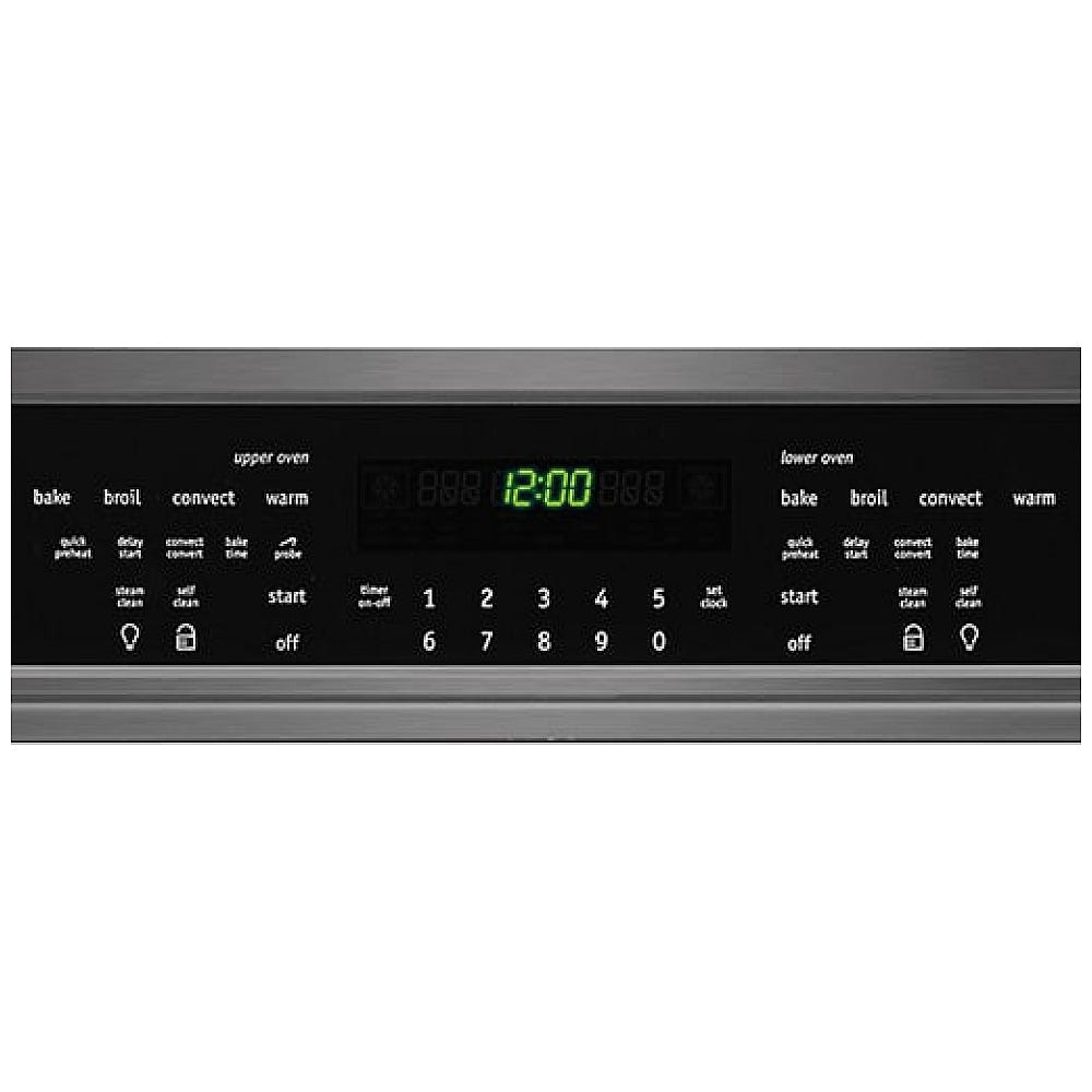 Frigidaire Gallery FGET3065PD Double Wall Oven, 30 inch Exterior Width, Both Ovens Convection, Both Ovens Self Clean, 9.2 cu. ft. Capacity, Temperature Probe, Black Stainless Steel colour