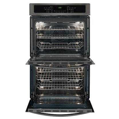Frigidaire Gallery FGET3065PD Double Wall Oven, 30 inch Exterior Width, Both Ovens Convection, Both Ovens Self Clean, 9.2 cu. ft. Capacity, Temperature Probe, Black Stainless Steel colour