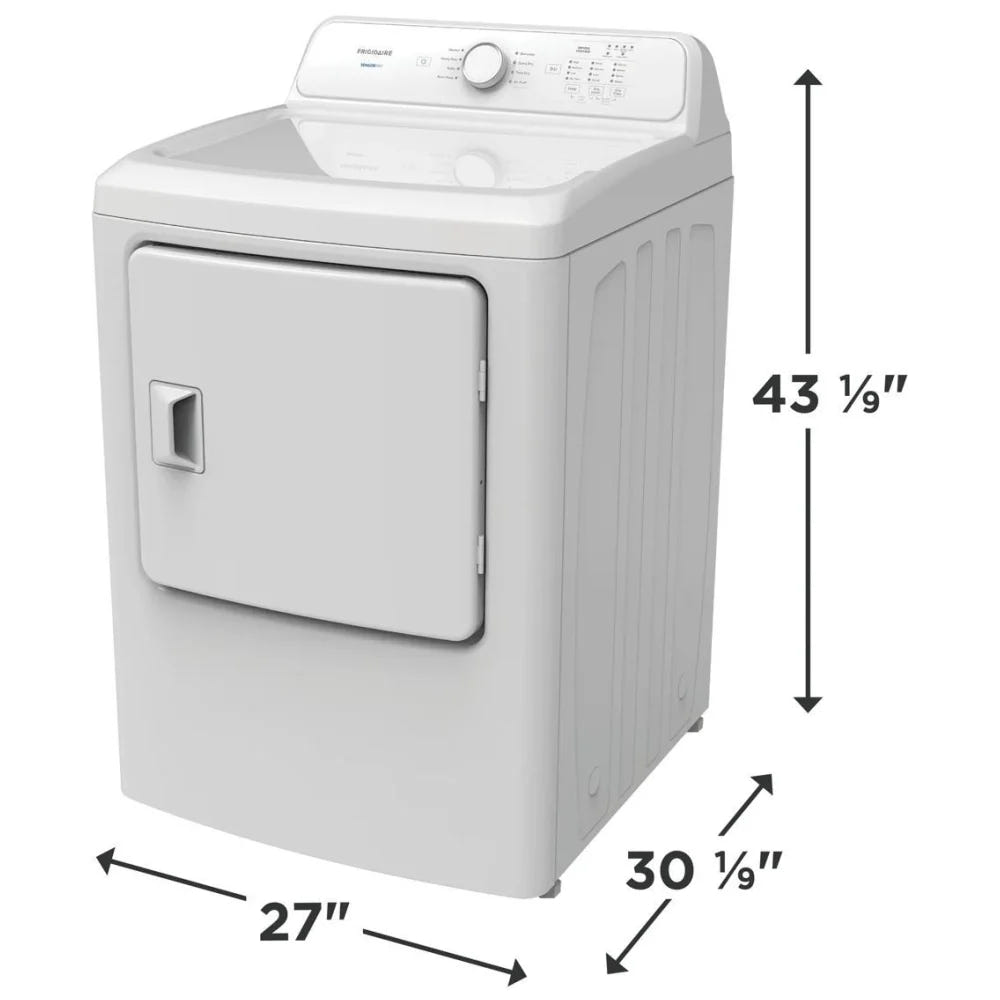 Frigidaire FLVE700CAW Electric Dryer, 7 cu. ft. Dryer Capacity, 8 Dry Cycles, 4 Temperature Settings, Vented, White colour