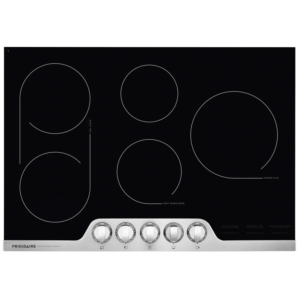 Frigidaire Professional FPEC3077RF Electric Cooktop, 30 inch Exterior Width, 5 Burners, 3,200 W Highest Element, Stainless Steel colour