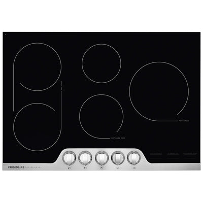 Frigidaire Professional FPEC3077RF Electric Cooktop, 30 inch Exterior Width, 5 Burners, 3,200 W Highest Element, Stainless Steel colour