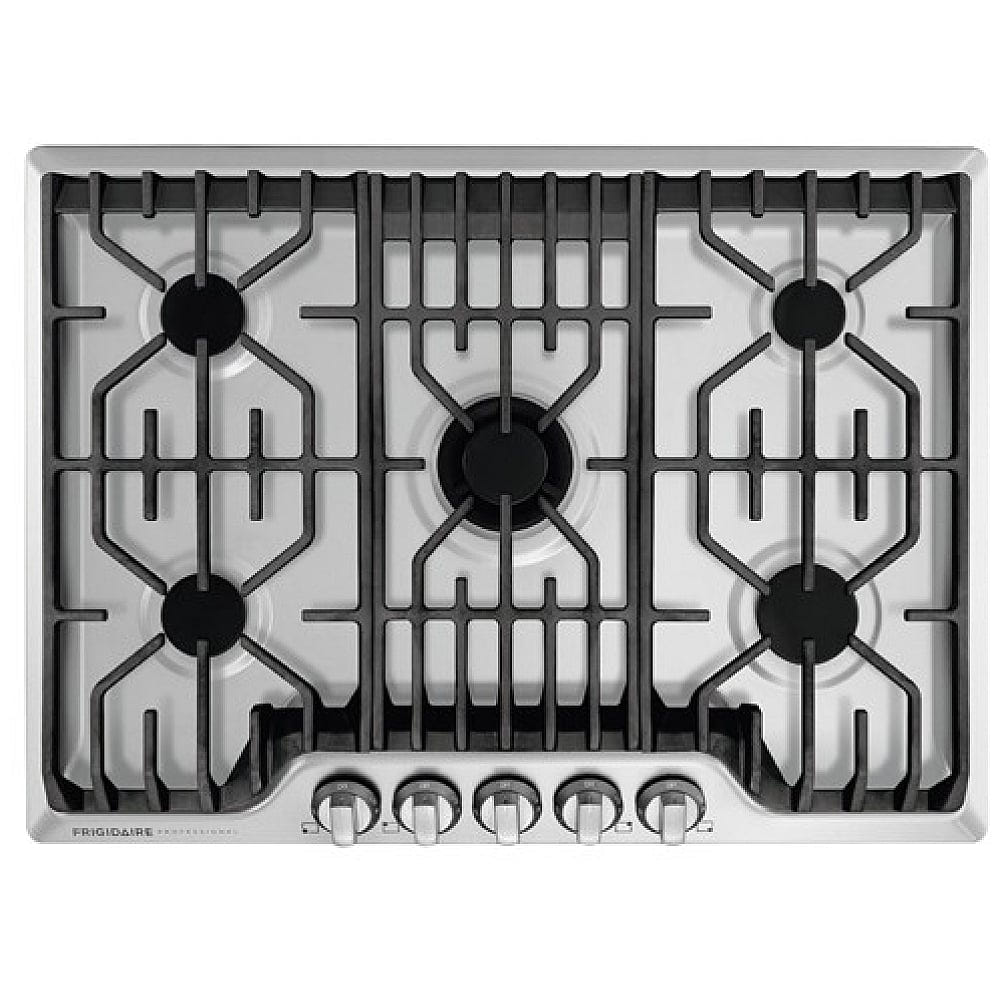 Frigidaire Professional FPGC3077RS Gas Cooktop, 30 inch Exterior Width, 5 Burners, 17,000 BTU Highest Burner, Stainless Steel colour