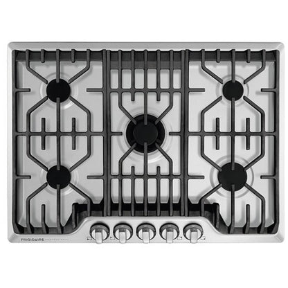 Frigidaire Professional FPGC3077RS Gas Cooktop, 30 inch Exterior Width, 5 Burners, 17,000 BTU Highest Burner, Stainless Steel colour