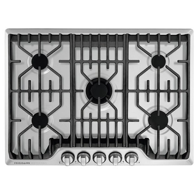 Frigidaire Professional FPGC3077RS Gas Cooktop, 30 inch Exterior Width, 5 Burners, 17,000 BTU Highest Burner, Stainless Steel colour
