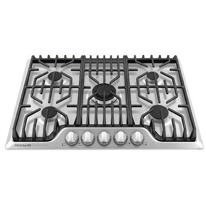 Frigidaire Professional FPGC3077RS Gas Cooktop, 30 inch Exterior Width, 5 Burners, 17,000 BTU Highest Burner, Stainless Steel colour