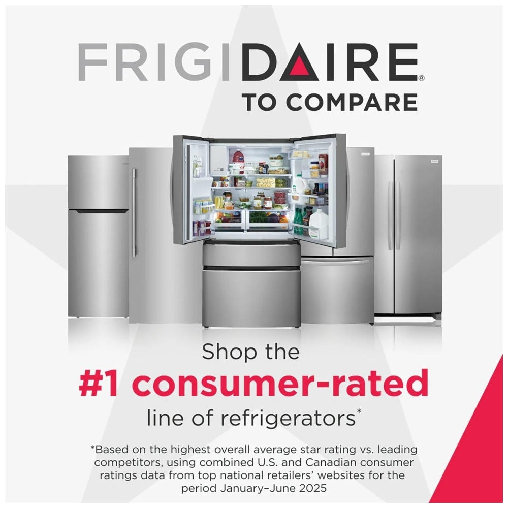 Frigidaire FRAE1626AW 28" All Refrigerator, Garage Ready, Door Ajar, Even-Cooling Temp System, ENERGY STAR® Certified