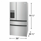 Frigidaire FRMS2733AV Bottom Freezer French Door Refrigerator, 36 inch Width, 26 cu. ft. Capacity, Water Dispenser (Exterior), Ice Dispenser (Thru Door), ENERGY STAR Certified, Stainless Look colour