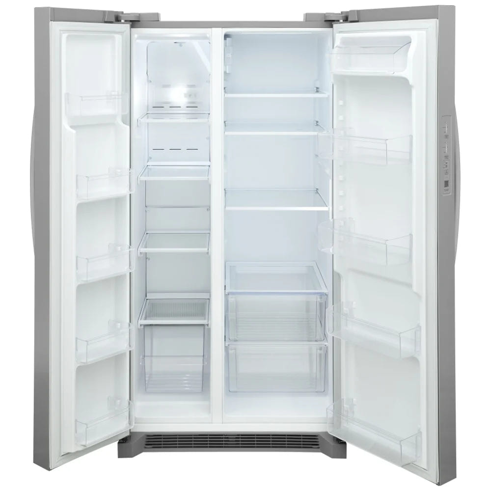 Frigidaire FRSN2610AF Side by Side Refrigerator, 36 inch Width, 26 cu. ft. Capacity, ENERGY STAR Certified, Stainless Steel colour, CrispSeal® Plus Crispers, Even Temp™ Cooling, Smudge-Proof®