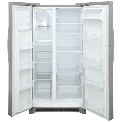 Frigidaire FRSN2610AF Side by Side Refrigerator, 36 inch Width, 26 cu. ft. Capacity, ENERGY STAR Certified, Stainless Steel colour, CrispSeal® Plus Crispers, Even Temp™ Cooling, Smudge-Proof®
