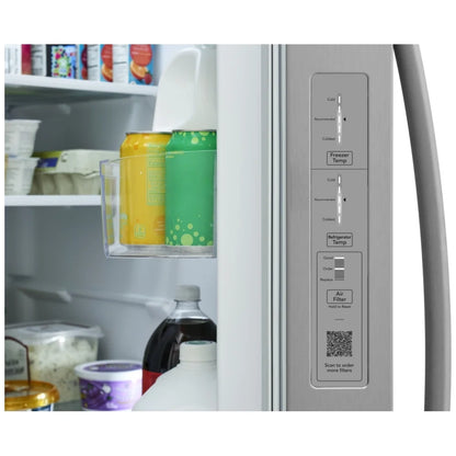 Frigidaire FRSN2610AF Side by Side Refrigerator, 36 inch Width, 26 cu. ft. Capacity, ENERGY STAR Certified, Stainless Steel colour, CrispSeal® Plus Crispers, Even Temp™ Cooling, Smudge-Proof®