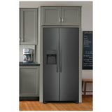 Frigidaire FRSS2323AD Side by Side Refrigerator, 33 inch Width, Ice Dispenser (Thru Door), Water Dispenser (Exterior), 22.2 cu. ft. Capacity, Black Stainless Steel colour