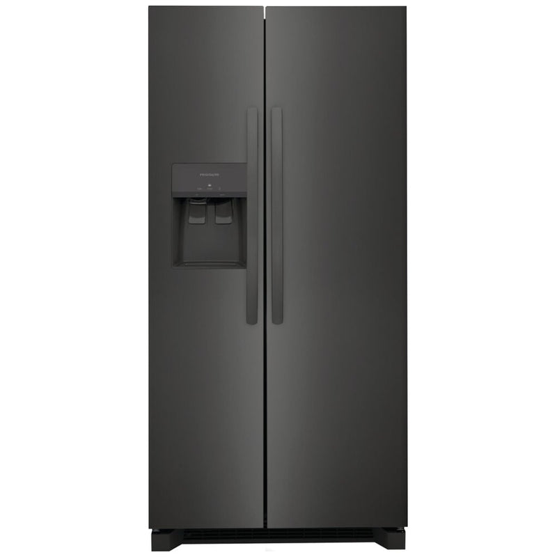 Frigidaire FRSS2323AD Side by Side Refrigerator, 33 inch Width, Ice Dispenser (Thru Door), Water Dispenser (Exterior), 22.2 cu. ft. Capacity, Black Stainless Steel colour