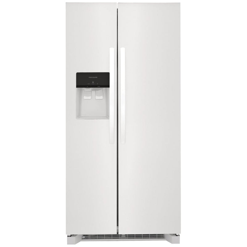 Frigidaire FRSS2323AW Side by Side Refrigerator, 33 inch Width, Ice Dispenser (Thru Door), Water Dispenser (Exterior), 22.2 cu. ft. Capacity, White colour