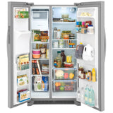 Frigidaire FRSS2623AS Side by Side Refrigerator, 36 inch Width, Ice Dispenser (Thru Door), Water Dispenser (Exterior), 25.6 cu. ft. Capacity, Stainless Steel colour