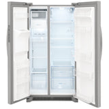 Frigidaire FRSS2623AS Side by Side Refrigerator, 36 inch Width, Ice Dispenser (Thru Door), Water Dispenser (Exterior), 25.6 cu. ft. Capacity, Stainless Steel colour